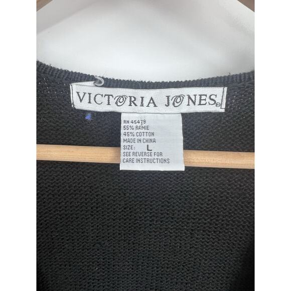 Vintage 90s Ugly Sweater Vest Poinsettia Large Victoria Jones Floral Beaded - Picture 5 of 5